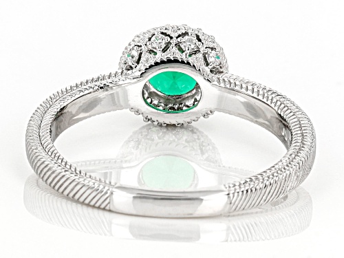 Judith Ripka 1.30ct Emerald Simulant & 1.65ctw Bella Luce® Rhodium Over Sterling Silver Halo Ring - Size 11