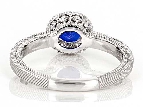 Judith Ripka 1.70ct Lab Sapphire & 1.65ctw Bella Luce® Rhodium Over Sterling Silver Halo Ring - Size 11