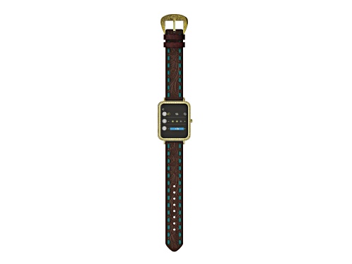 Wrangler Smart Watch WRZ12L-211RV Square Yellow Bezel With Brown Strap With Blue Stitching