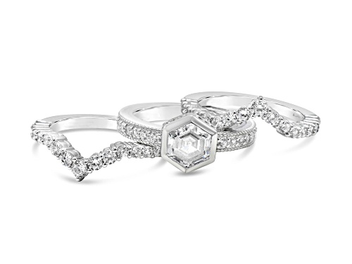 Judith Ripka 3.91ctw Bella Luce Diamond Simulant Rhodium Over Sterling Silver Ring Set - Size 11