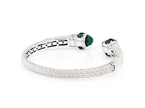 Judith Ripka 8.50ctw Malachite and 1.00ctw Bella Luce® Rhodium Over Sterling Silver Cuff Bracelet - Size 7