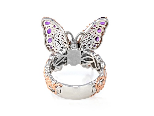 3.06ctw Amethyst and White Zircon Rhodium & 18k Rose Gold Over Palladium Sterling Silver Ring - Size 7