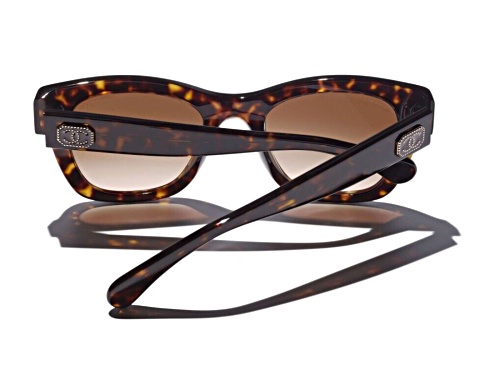 Chanel Dark Tortoise/Brown Gradient Gold Coco Charm Logo Sunglasses