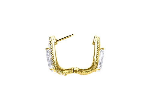 Judith Ripka 12.10ctw Bella Luce® Diamond Simulant Reversible 14K Gold Clad Huggie Earrings