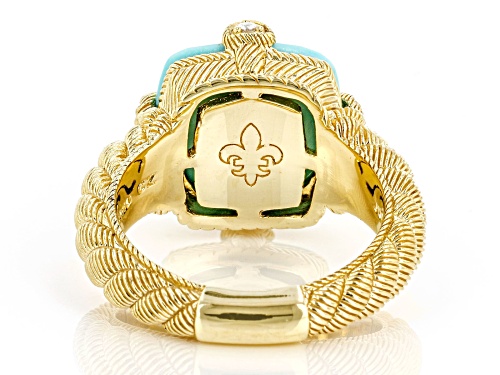 Judith Ripka Turquoise and Bella Luce® Diamond Simulant 14k Gold Clad Ring - Size 10