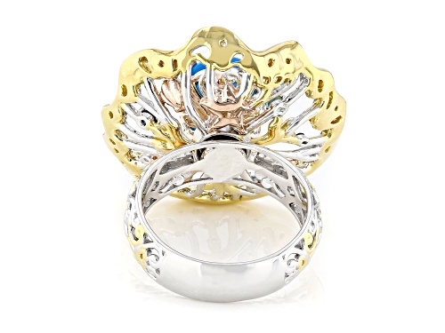 2.82ctw Paraiba Opal, Multi Gemstone Rhod/18/24K Gold Over Palladium Sterling Silver Spinner Ring - Size 8