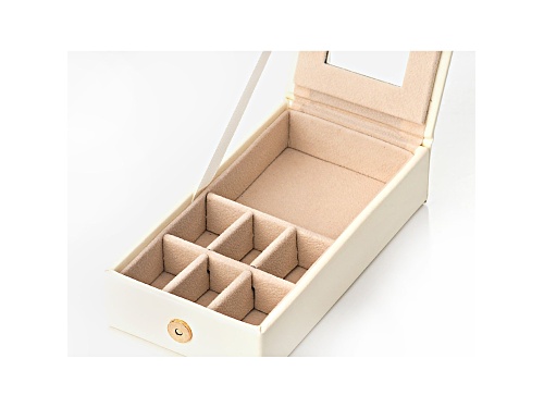 Lockable White Jewelry Box with Mirror and Inner Removable Storage Box