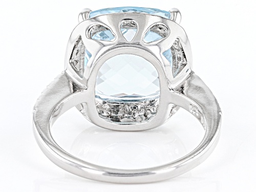 5.40ct Blue Topaz With .01ctw Diamond Accent Rhodium Over Sterling Silver Ring - Size 5