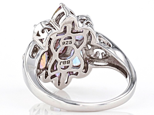 3.13CTW OVAL AND PEAR SHAPE MERCURY MIST(R) TOPAZ RHODIUM OVER STERLING SILVER RING - Size 7