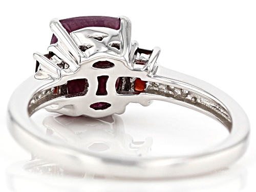 2.04ct Indian Ruby with .28ctw Vermelho Garnet™ & .04ctw White Zircon Rhodium Over Silver Ring - Size 7