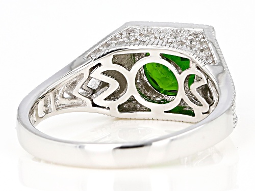 1.22ct chrome diopside with 0.46ctw round white zircon rhodium over sterling silver ring - Size 8