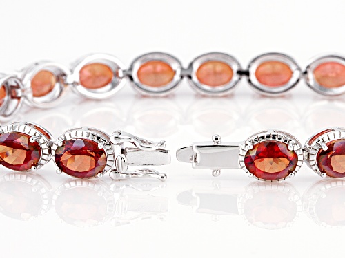 15.90ctw Oval Red Labradorite Rhodium Over Sterling Silver Tennis Bracelet - Size 8