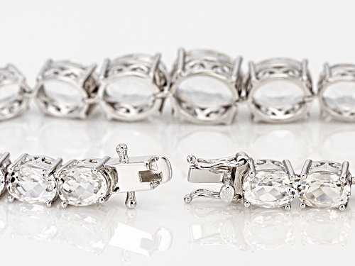 26.60ctw Oval Crystal Quartz Rhodium Over Sterling Silver Bracelet - Size 8
