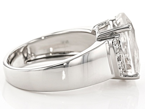 5.10ct Crystal Quartz with .17ctw White Zircon Rhodium Over Sterling Silver Ring - Size 11