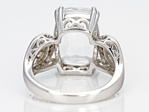 5.31CT CRYSTAL QUARTZ WITH .01CTW DIAMOND ACCENT RHODIUM OVER STERLING SILVER RING - Size 8
