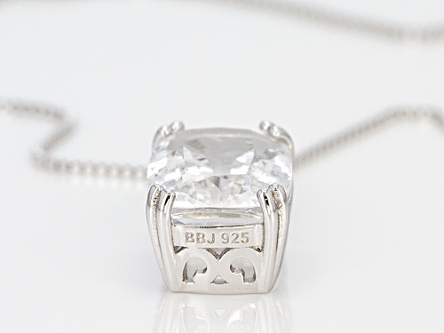 5.25CT CRYSTAL QUARTZ AND .01CTW THREE DIAMOND ACCENT RHODIUM OVER SILVER PENDANT WITH CHAIN