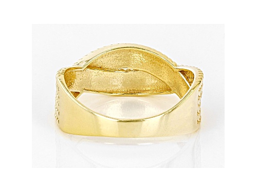 18k Yellow Gold Over Sterling Silver Textured Crossover Ring - Size 8