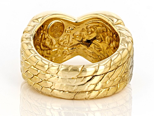 18k Yellow Gold Over Sterling Silver Crossover Design Ring - Size 7