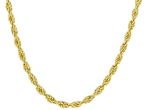 18k Yellow Gold Over Sterling Silver 3mm High Polished Rope Link Bracelet & 18 Inch Chain Set of 2
