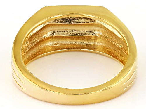 18k Yellow Gold Over Sterling Silver Square Design Ring - Size 6