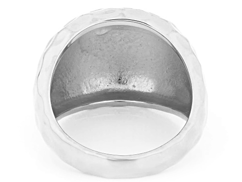 Rhodium Over Sterling Silver Hammered Dome Ring - Size 7