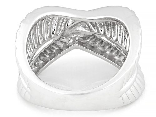 Rhodium Over Sterling Silver Leaf Ring - Size 7