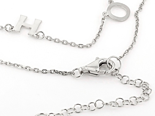 Rhodium Over Sterling Silver HOPE Initial Cable Chain 18 Inch with 2 Inch Extender Necklace - Size 18
