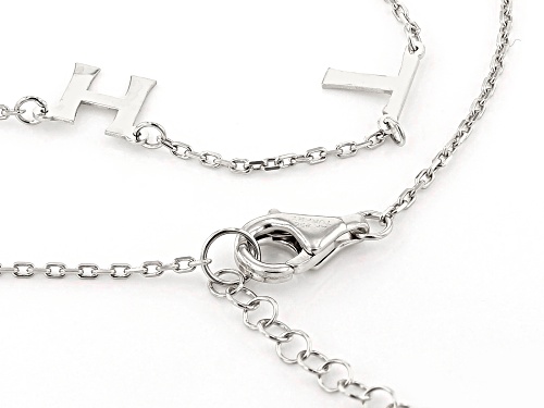 Rhodium Over Sterling Silver FAITH Initial Cable Chain 18 Inch with 2 Inch Extender Necklace - Size 18