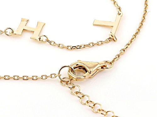 18K Yellow Gold Over Sterling Silver FAITH Initial Cable Chain 18 Inch with 2 Inch Extender Necklace - Size 18