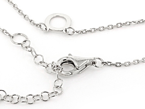 Rhodium Over Sterling Silver LOVE Initial Cable Chain 18 Inch with 2 Inch Extender Necklace - Size 18