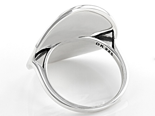 Rhodium Over Sterling Silver Oxidized Geometric Oval Ring - Size 7