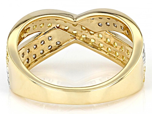 0.70ctw Round Yellow Sapphire And 0.54ctw White Diamond 14K Yellow Gold Ring - Size 6