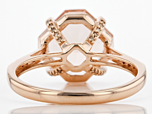 3.75ct Asscher Cut Cor-de-Rosa Morganite™ With 0.15ctw Round Champagne Diamond 14k Rose Gold Ring - Size 9