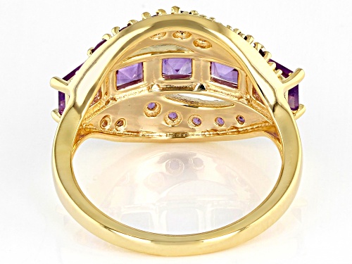 1.36ctw Square And 0.44ctw Round African Amethyst 18K Yellow Gold Over Sterling Silver Ring - Size 7