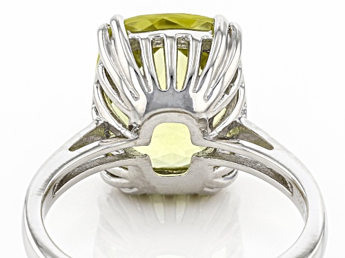 4.5ct Cushion Checkerboard Cut Canary Quartz Rhodium Over Sterling Silver Solitaire Ring - Size 6