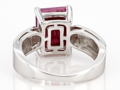 3.68ct Indian Ruby With 0.01ctw White Diamond Accent Rhodium Over Sterling Silver Ring - Size 8