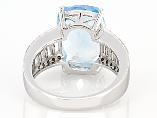 5.82ct Sky Blue Topaz With 0.85ctw White Topaz Rhodium Over Silver Ring - Size 8
