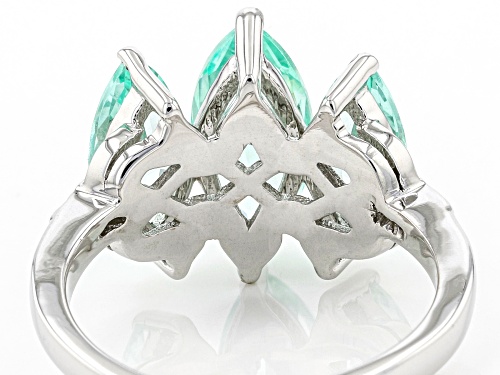 3.47ctw Marquise Lab Green Spinel With 0.05ctw Lab White Sapphire Rhodium Over Silver Ring - Size 8