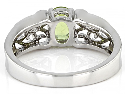 0.72ct Oval Manchurian Peridot™ Rhodium Over Sterling Silver Ring - Size 7