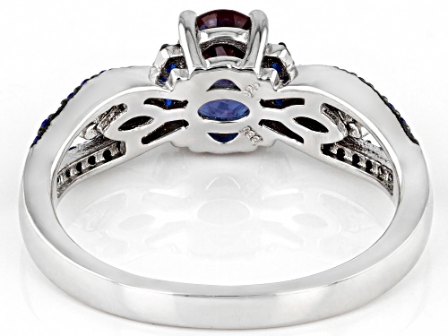 0.91ctw Lab Created Alexandrite With 0.26ctw Lab Blue Spinel Rhodium Over Sterling Silver Ring - Size 7