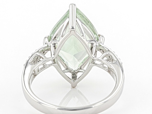 3.84ct Cushion Prasiolite With 0.09ctw White Zircon Rhodium Over Sterling Silver Ring - Size 8