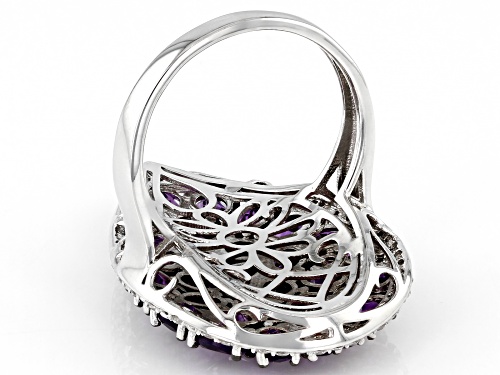 4.75ctw African Amethyst With 0.46ctw White Zircon Rhodium Over Sterling Silver Ring - Size 9