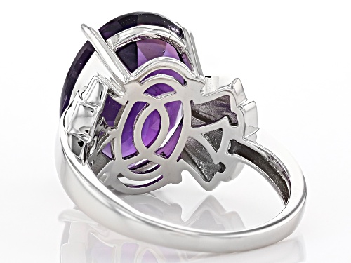 7.82ct Oval African Amethyst Rhodium Over Sterling Silver Solitaire Ring - Size 7