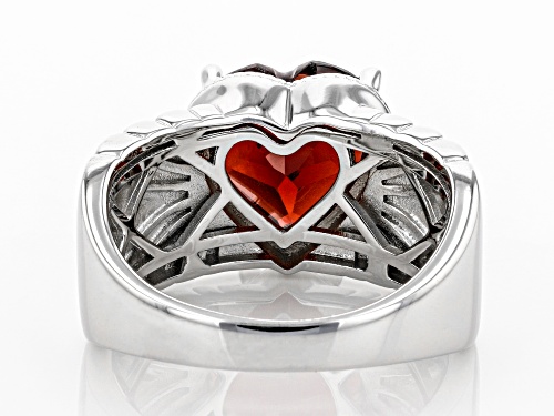 3.00ct Heart Shape Vermelho Garnet(TM) Rhodium Over Sterling Silver Solitaire Ring - Size 11