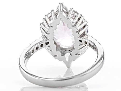 2.95ct kunzite with 0.18ctw tanzanite and 1.05ctw white zircon rhodium over sterling silver ring - Size 8