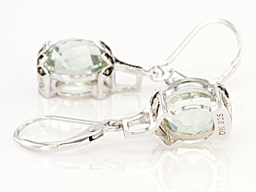 5.95ctw Round Prasiolite and .61ctw Marcasite Rhodium Over Silver Earrings