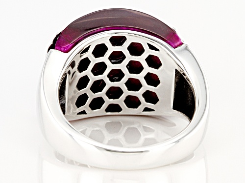 14.5x18mm Custom Cabochon Pink Tiger's Eye Sterling Silver Solitaire Ring - Size 6