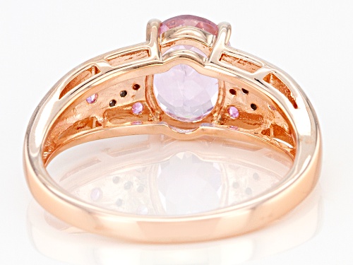 2.20ct kunzite, .20ctw pink sapphire & .01ctw white diamond accent 18k rose gold over silver ring - Size 9