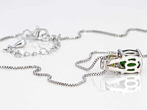 1.72ctw Russian Chrome Diopside With .01ctw Diamond Accent Rhodium Over Silver Pendant With Chain