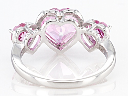 2.94ctw Pink Topaz With .01ct Single Diamond Accent Rhodium Over Sterling Silver Band Ring - Size 10